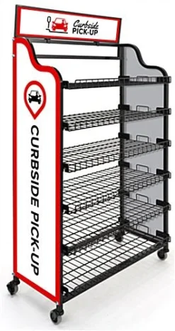 39.5" Wire Racks W/ (3) Pre-Printed Panels, 4 Locking Caster Wheels - Curbside Pickup