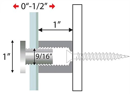 1 X 1 Through Grip Standoffs, Round, Stainless Steel, Set Of 4 - Silver - Image 3