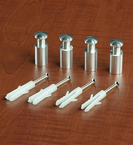 5/8 X 1 Through Grip Standoffs, Round, Aluminum, Set Of 4 - Silver - Image 2