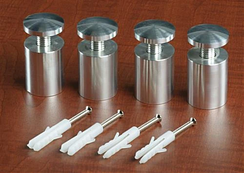 1-1/4 X 1-1/2 Through Grip Standoffs, Round, Aluminum, Set Of 4 - Silver - Image 4