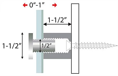 1-1/2 X 1-1/2 Through Grip Standoffs, Round, Set Of 4 - Silver - Image 3