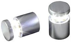 1 X 1 Through Grip Standoffs, LED Illuminated, Round, Aluminum, Set Of 2 - Silver