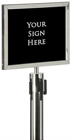 QueuePole.Economy 14 X 11 Stanchion Sign Frame, Slide-in Design, Landscape - Silver