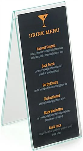 Workshop Series 4.25” X 11” Acrylic Table Tent, Side Insert, Double Sided - Clear