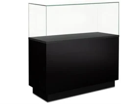 48" Airtight Glass Display Case With Locking Lift-Off Top, Ships Assembled - Black