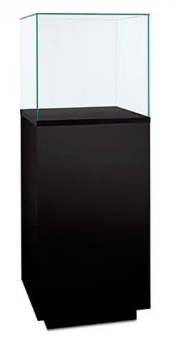 20" Airtight Pedestal Display Case With Locking Lift-Off Top, Ships Assembled - Black