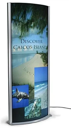 27 X 67 Poster Stand For Floor, Illuminated Frame, Double Sided, Curved - Silver