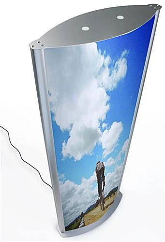 27 X 77 Poster Stand For Floor, Illuminated, Double Sided, Curved - Silver - Image 2