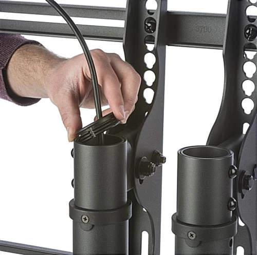 Double-Sided TV Stand W/ 4-Pocket Literature Holder, (2) 32”-65” Screens – Black - Image 3