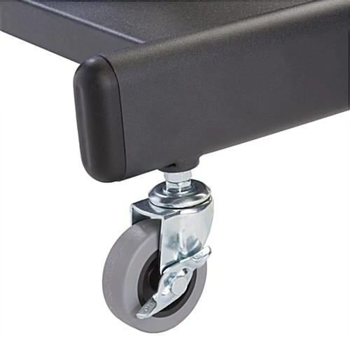 TV Stand W/ Wheels, For 32"-47" Screens, Height-Adjustable, 4-Pocket Lit Rack – Black - Image 4