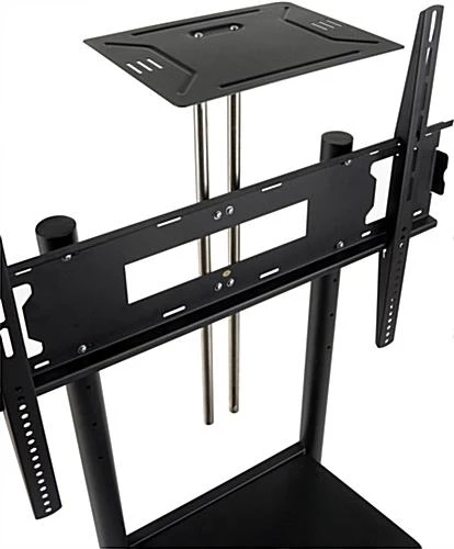 TV Stand For Floor With Wheels, Fits Monitors 40-80", Includes Camera Shelf - Black - Image 7