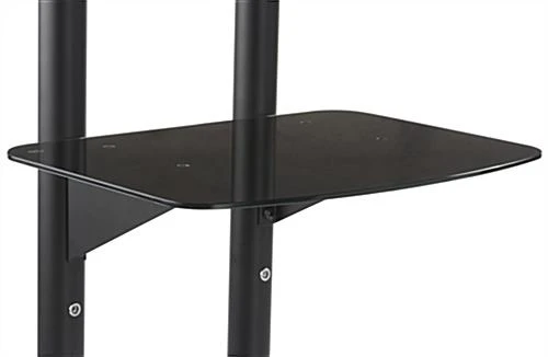 TV Stand W/ Shelf, Fits Monitors 37 - 70", Locking Wheels, Height Adjustable - Black - Image 5