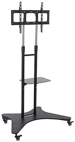 TV Stand W/ Shelf, Fits Monitors 37 - 70", Locking Wheels, Height Adjustable - Black