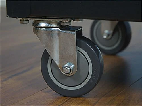 TV Stand With Wheels, Fits Monitors Up To 65", 2 Curved Handles - Black - Image 3