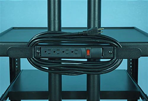 TV Stand With Wheels, Fits Monitors Up To 65", 2 Curved Handles - Black - Image 5