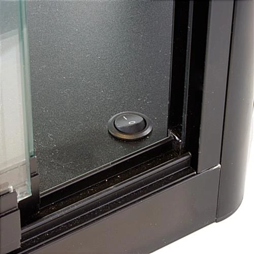 39 X 39 Wall Mounted Display Case W/Mirror Back & 2 Top LED Lights, Locking - Black - Image 3