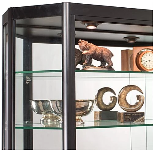 4x3 LED Wall Mounted Display Case W/Angled Front, Sliding Doors, Locking - Black - Image 2