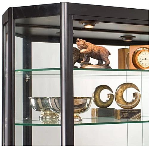 5x3 LED Wall Mounted Display Case W/Mirror Back, Sliding Doors, Locking - Black - Image 2