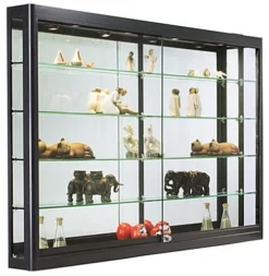 LED Wall Showcase Cabinet With Tempered Glass Shelves