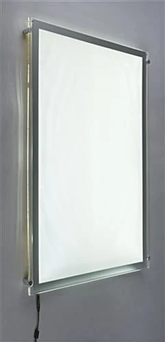 24” X 36” LED Light Box For Wall Mount, Magnetic Open, Edge Grip Standoffs - Silver - Image 2