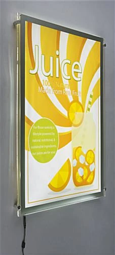 24” X 36” LED Light Box For Wall Mount, Magnetic Open, Edge Grip Standoffs - Silver - Image 3