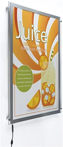 24” X 36” LED Light Box For Wall Mount, Magnetic Open, Edge Grip Standoffs - Silver - Image 5