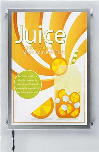 24” X 36” LED Light Box For Wall Mount, Magnetic Open, Edge Grip Standoffs - Silver - Image 8