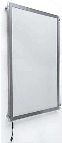 24” X 36” LED Light Box For Wall Mount, Magnetic Open, Edge Grip Standoffs - Silver