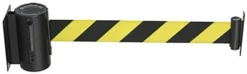 QueuePole.Economy Wall Mounted 8’ Stanchion Belt – Yellow & Black Diagonal Stripe