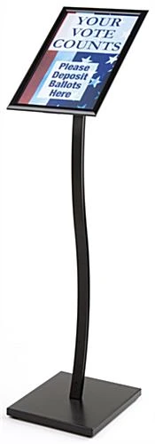 11 X 17 Menu Stand For Floor, Snap Open, Double Curve Pole - Black